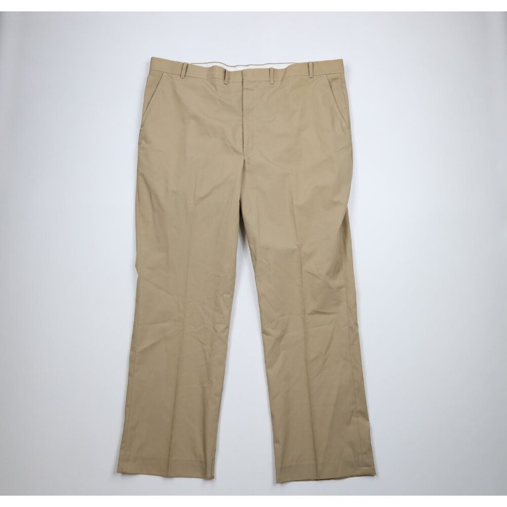 Vintage 80s Le Tigre Mens 44x32 Distressed Flared Wide Leg Chino Pants Beige USA